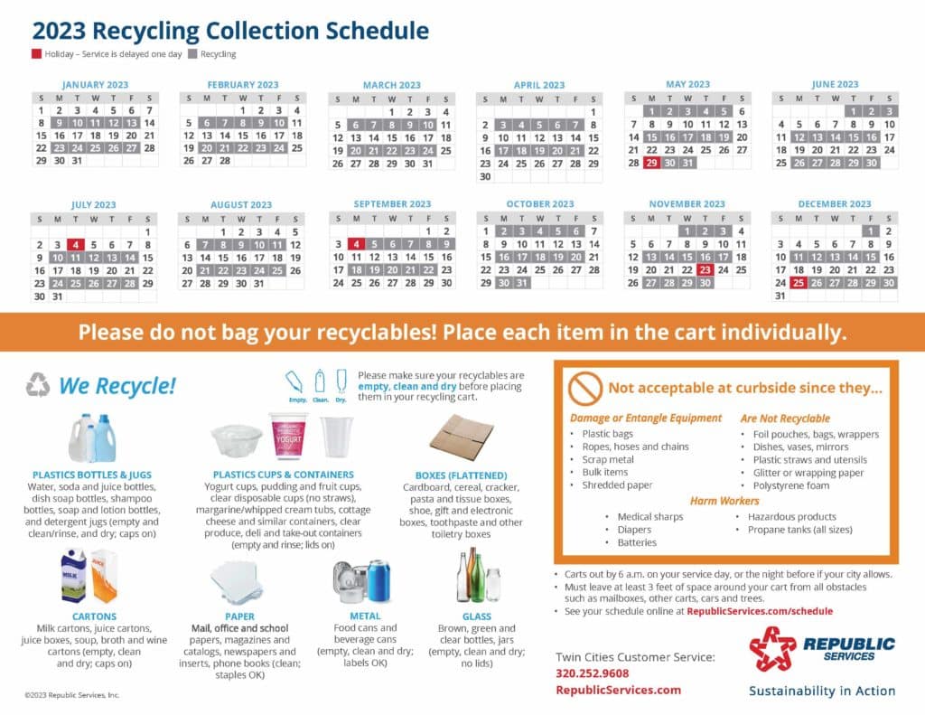 2023 Recycling Collection Schedule - City of Dayton MN